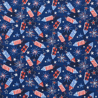 Fired Up - Firecrackers-Blue Yardage