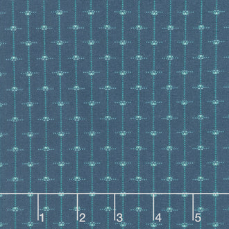 Willow Hollow - Heart Blossoms Stripe Dark Blue Yardage