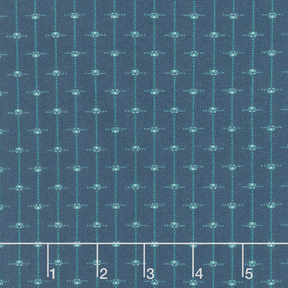 Willow Hollow - Heart Blossoms Stripe Dark Blue Yardage
