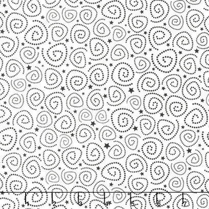 Beggars Night Buddies - Spirals and Stars White Yardage