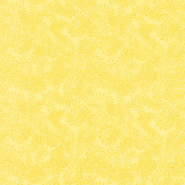 Wilmington Essentials - Swirling Leaves - Lemon Yellow Yardage Primary Image