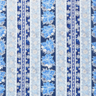Holiday Flourish Blue - Stripes Blue Metallic Yardage