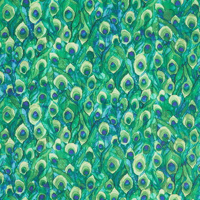 Allure - Small Feather Green Multi Yardage