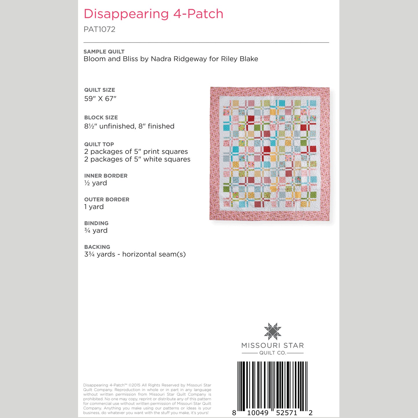 Digital Download - Disappearing 4-Patch Quilt Pattern by Missouri Star Alternative View #1