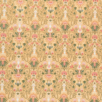 Elegance - Floral Motif Gold Yardage