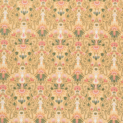 Elegance - Floral Motif Gold Yardage
