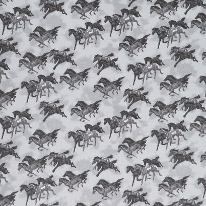 Comfy Flannel® - Monotone Horses Gray Yardage