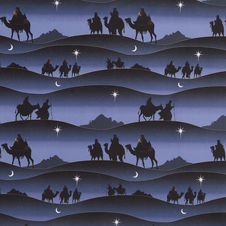 Picture a Christmas - Wisemen Stripe Navy Yardage