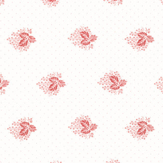 Red and White Gatherings - Leaf Spray Vanilla Yardage