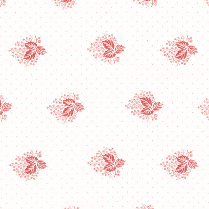 Red and White Gatherings - Leaf Spray Vanilla Yardage