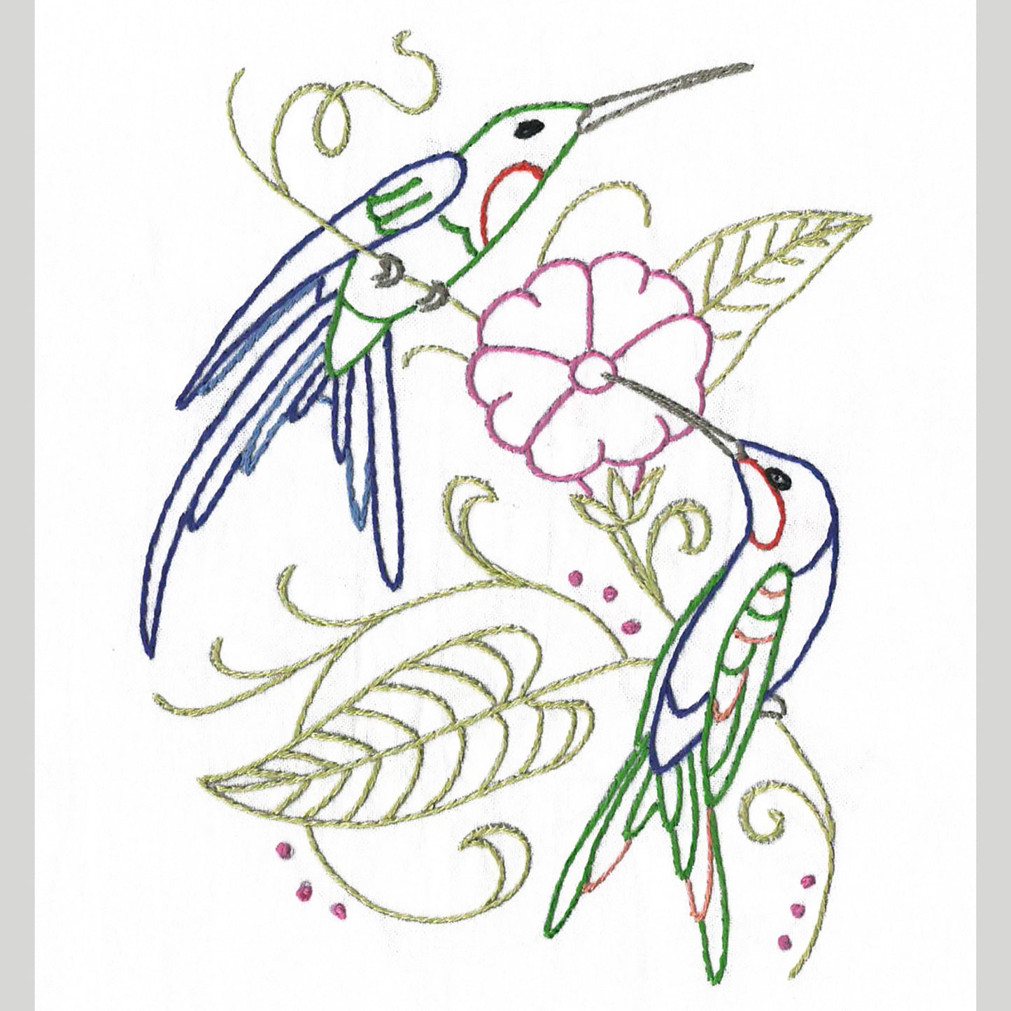 Aunt Martha's Charm of Hummingbirds Iron-On Embroidery Pattern Alternative View #2