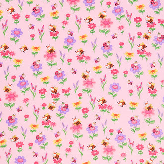 Comfy Flannel® - Bees Buzzing Pink Yardage