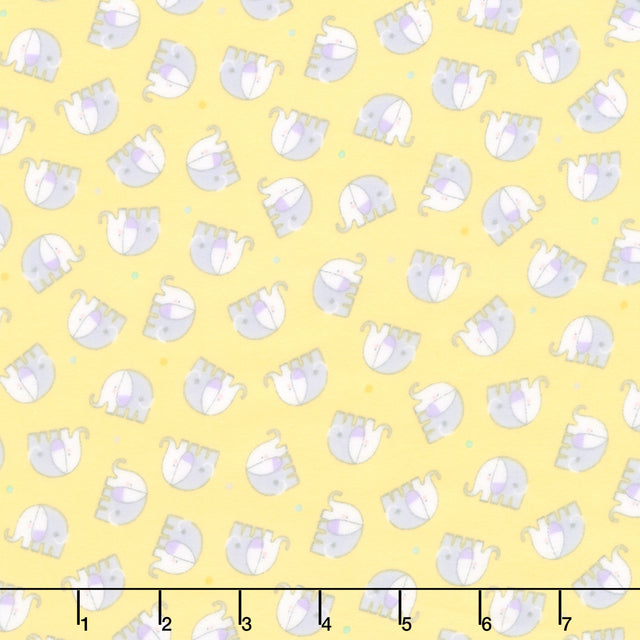 Snuggle In The Jungle Flannel - Baby Elephant Yellow Yardage Primary Image