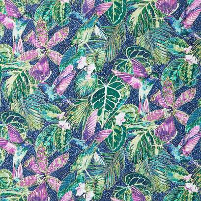 Shimmer Paradise - Packed Floral Navy Multi Metallic Yardage