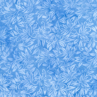 Porcelain Blue Batiks - Small Leaf Blue Powder Blue Yardage