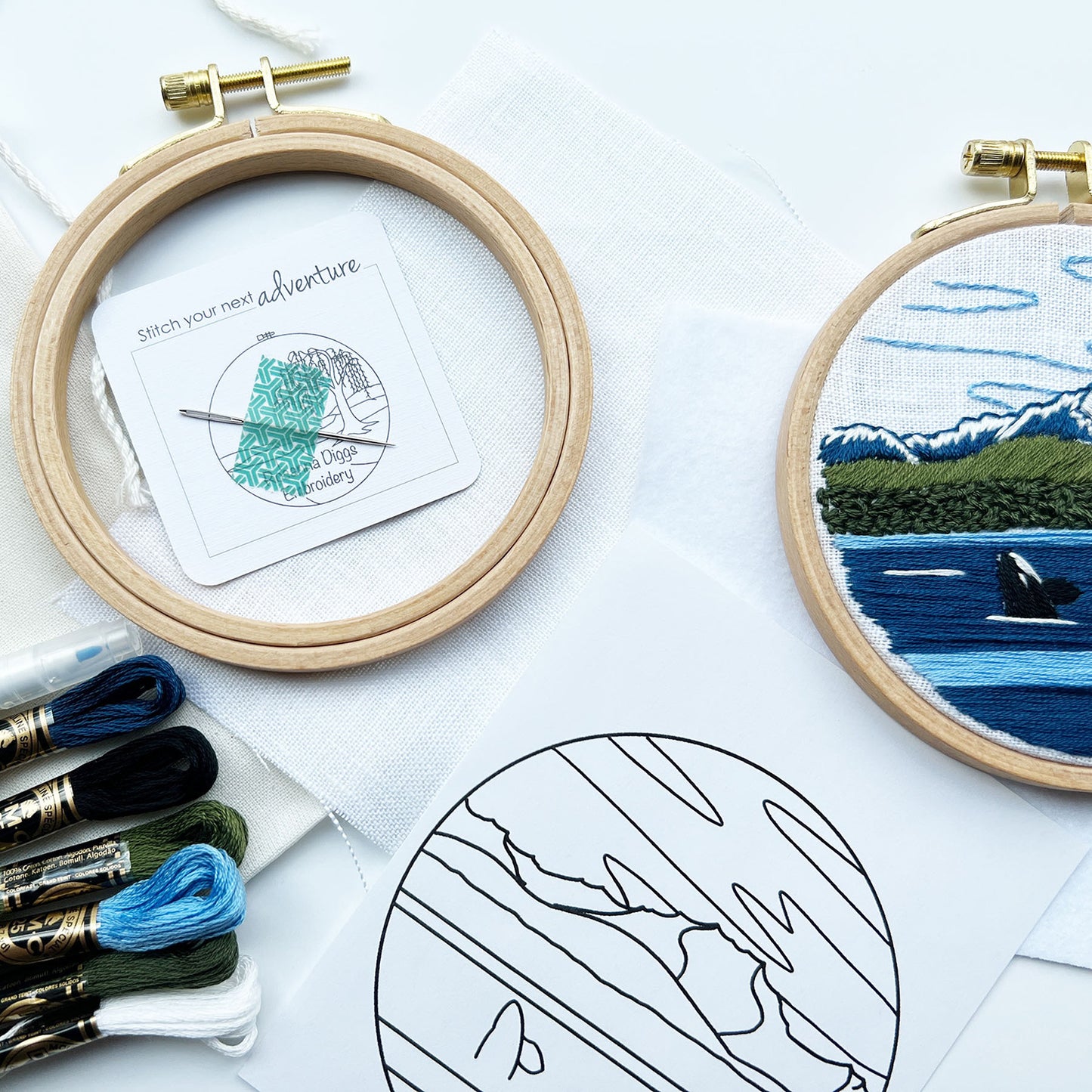 Orcas in the Sound Embroidery Kit Alternative View #2