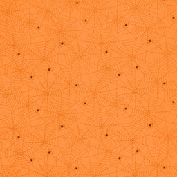 Too Cute to Spook - Spidey Webs Orange Pumpkin Yardage Primary Image
