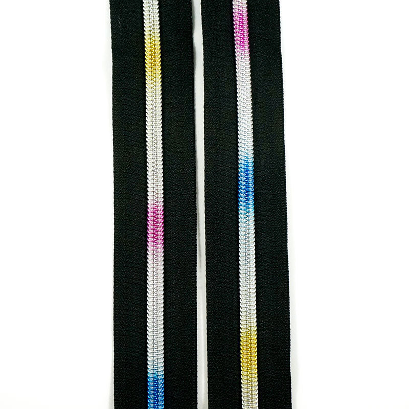 Emmaline #5 Zippers-by-the-Yard - Black with Rainbow Primary Image