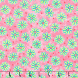 Whimsy Daisical II - Tossed Daisies Pink Yardage Primary Image