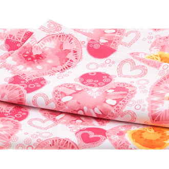 Color My Valentine - Watercolor Hearts White 2 Yard Cut