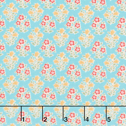 Jubilee - Farm Flowers Teal Yardage