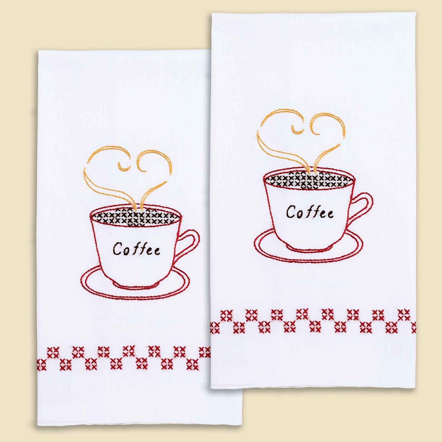 Coffee Time Embroidery Hand Towel Set Primary Image