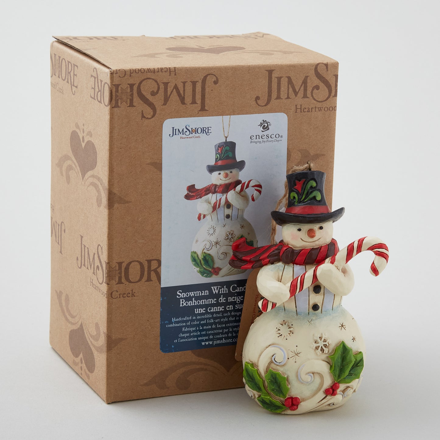 Jim Shore Heartwood Creek Snowman with Candy Cane Ornament Alternative View #1