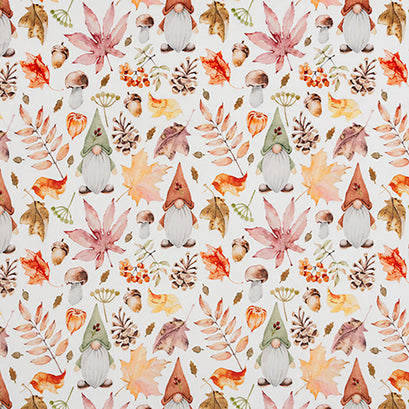 Cloud Cuddle® Print - Fall Gnomes Snow Yardage