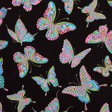 Alluring Butterflies - Butterfly Aflutter Black Metallic Yardage Primary Image