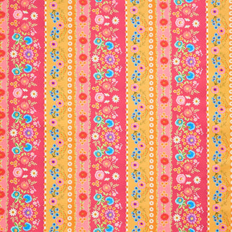 Vintage Soul - Crewel Bands Hot Pink Yardage