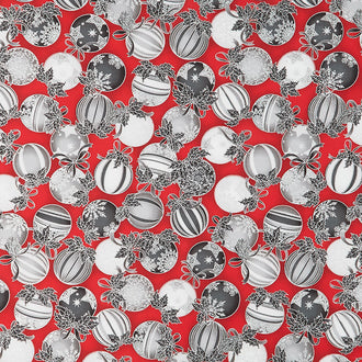 Holiday Flourish Scarlet - Ornaments Scarlet Metallic Yardage