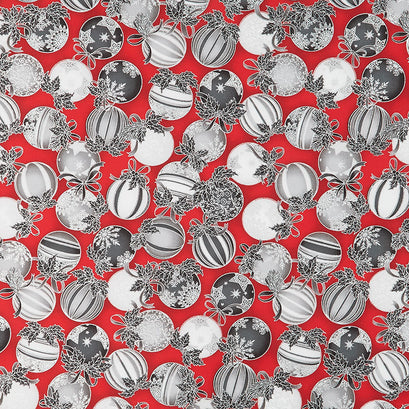 Holiday Flourish Scarlet - Ornaments Scarlet Metallic Yardage