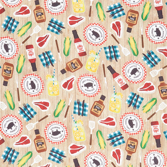 Best BBQ Ever - Cookouts Taupe Yardage