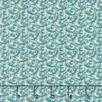 Willow Hollow - Lace and Flowers Medium Blue Yardage
