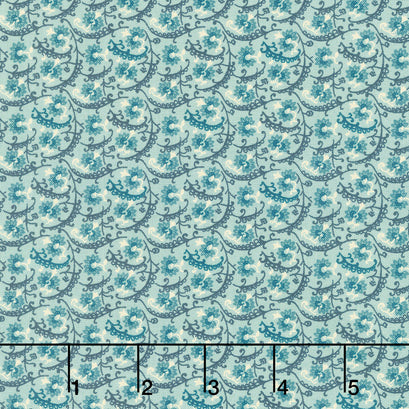 Willow Hollow - Lace and Flowers Medium Blue Yardage