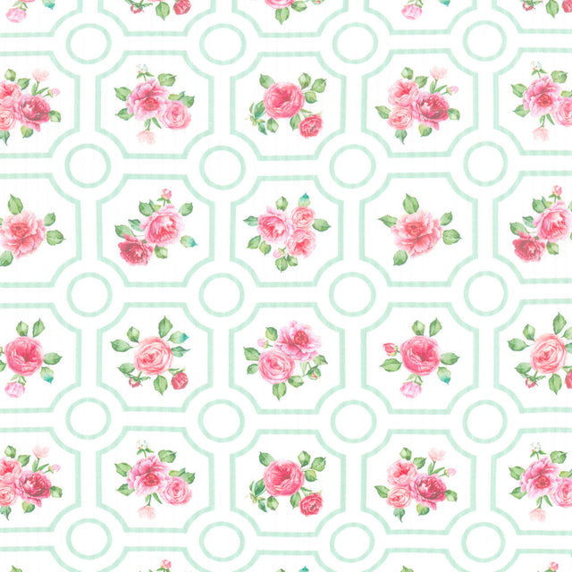 Blush - Floral Grid White Multi Yardage Primary Image