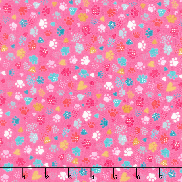 Whiskers - Pawsome Prints Pink Yardage Primary Image