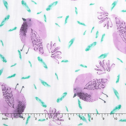 Embrace - Double Gauze Birdie Lilac Yardage