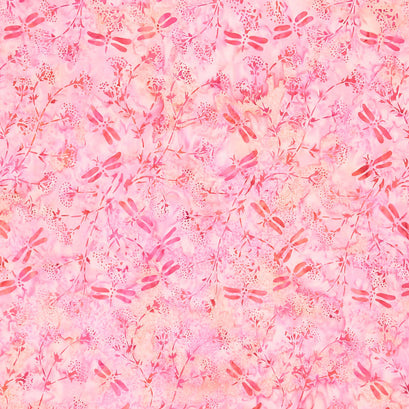 Bold Blooms Batiks - Queen Annes Lace Red Salmon Yardage