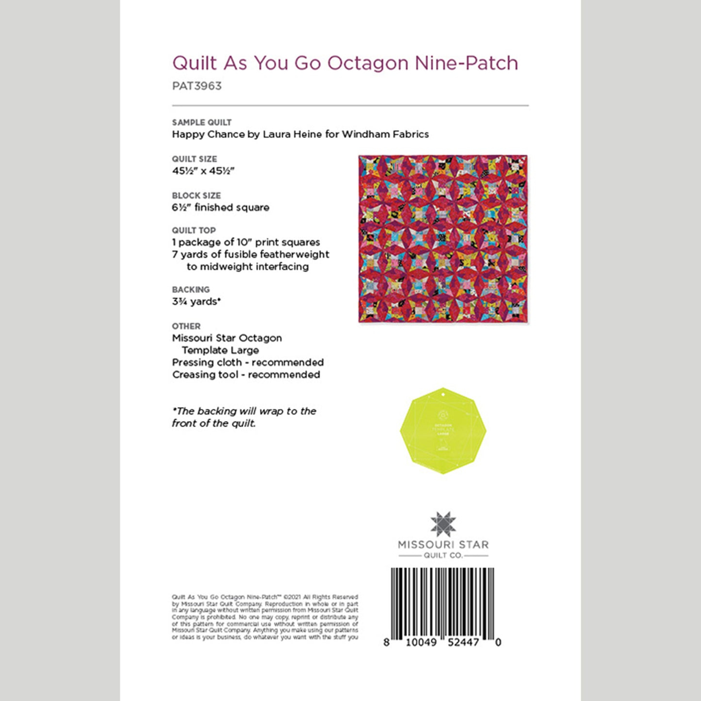 Digital Download - Quilt As You Go Octagon Nine-Patch Quilt Pattern by Missouri Star Alternative View #1