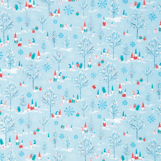Gnome for Christmas - Gnome On Winter Holiday Blue Yardage