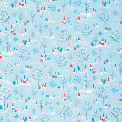 Gnome for Christmas - Gnome On Winter Holiday Blue Yardage