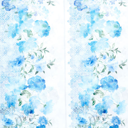 Ethereal - Border Stripe Blue Yardage