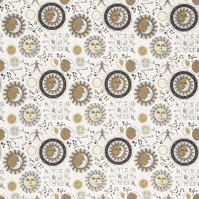 The Sun, The Moon, And The Stars! - Astrology Cream Yardage Primary Image