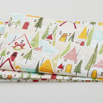 Oh Christmas Tree - Cozy Cottages Multi 2 Yard Cut