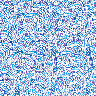 Polar Bear Attitude - Beaded Swirls White Multi Yardage
