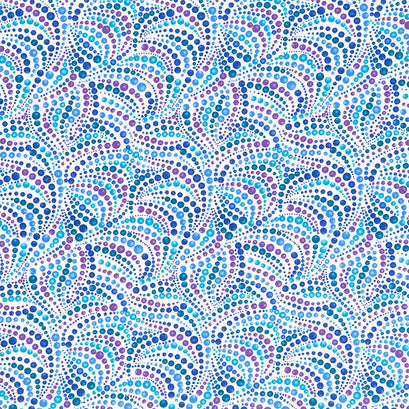Polar Bear Attitude - Beaded Swirls White Multi Yardage
