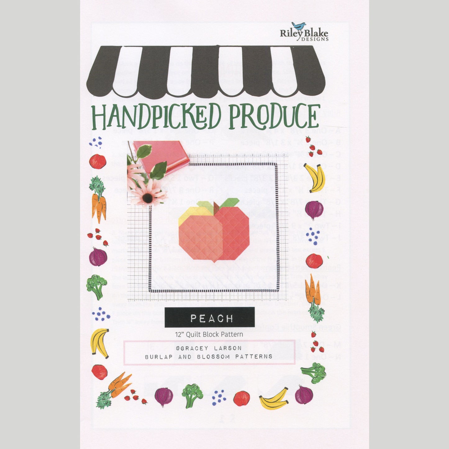 Handpicked Produce Quilt Pattern - Peach - FOR MARKET STORE & WEBSITE Primary Image
