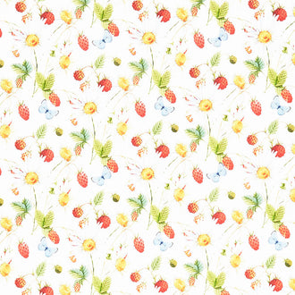 Hedgehog Hollow - Daisies and Berries White Yardage