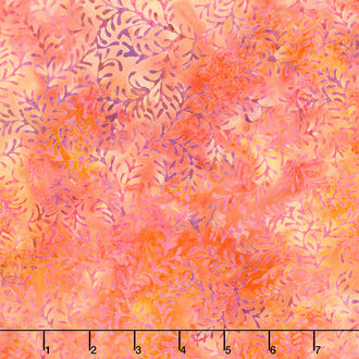 Panache Batiks - Leaf Vine Orange Yellow Yardage